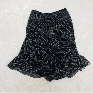 Adrianna Papell Silk Trumpet Skirt Navy and Tan Size 10